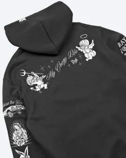 Crazy Life Embroidered Hooded Fleece