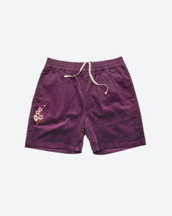 Fire Blossom Embroidered Corduroy Short